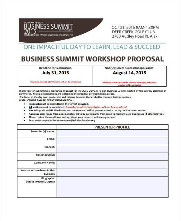 Free 37+ Proposal Forms In Pdf | Excel | Ms Word With Regard To Free Workshop Proposal Template