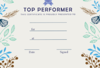 Free Top Performer Certificate Template | Trophycentral For New Track And Field Certificate Templates Free