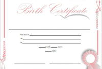 Girl Birth Certificate Template (3 With Regard To Stunning Girl Birth Certificate Template