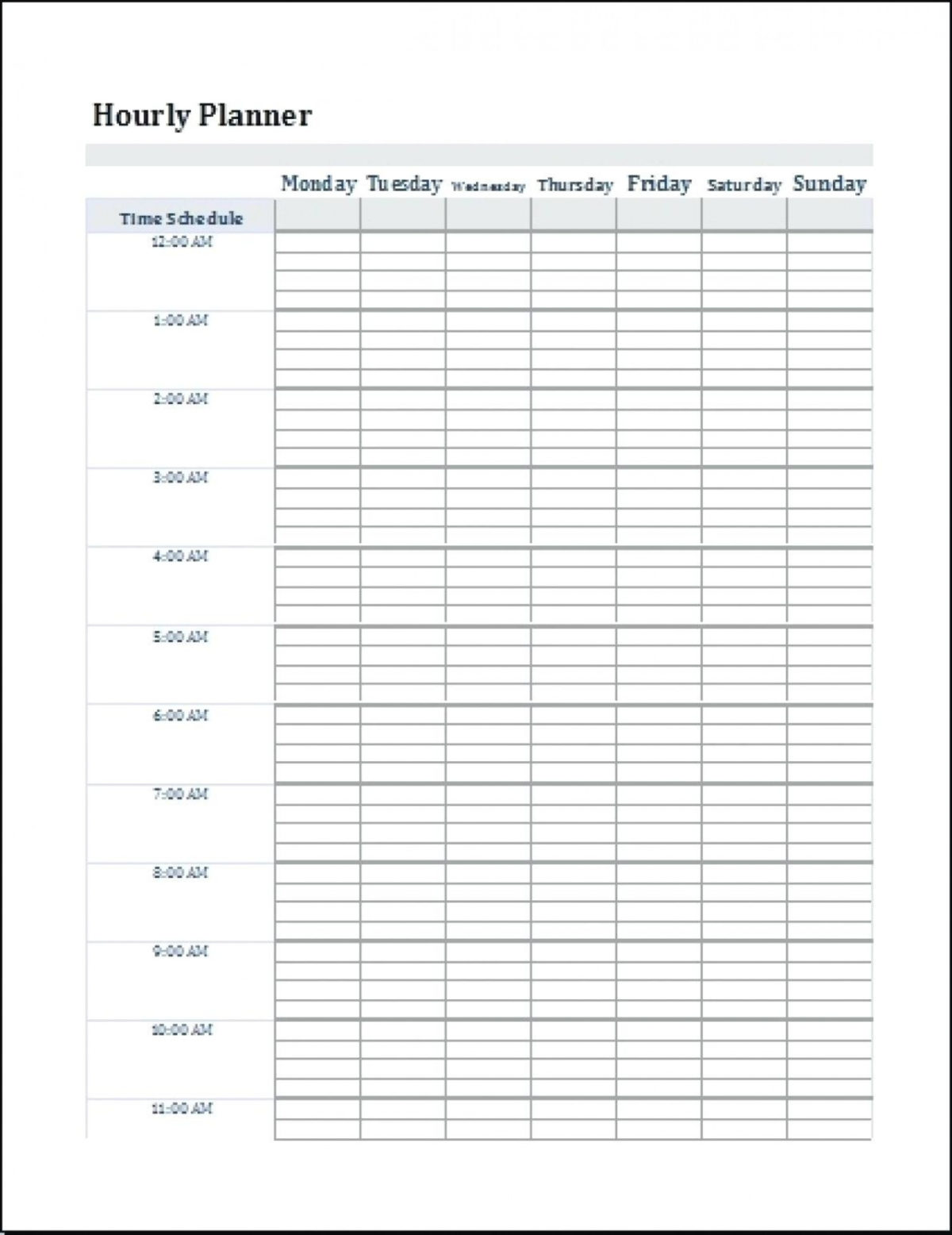 Hourly Printable Calendar Excel | Example Calendar Printable With Regard To Hourly Agenda Template