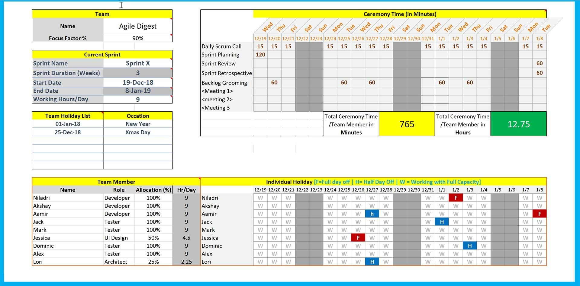 How To Excel 2020 Calendar Template Sprint | Get Your Pertaining To Capacity And Availability Management Template