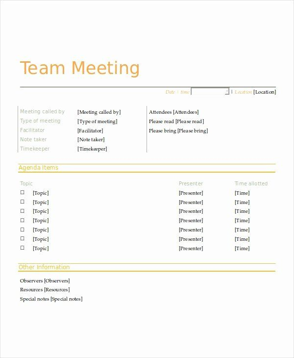 Informal Meeting Agenda Template Lovely Free 7 Staff Throughout Top Informal Meeting Agenda Template