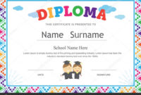Kids Diploma Preschool Certificate Elementary School With School Certificate Templates Free