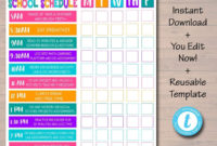 Kids Student Calendar Planner Printable, Editable Template For Student Agenda Template