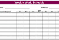 Monthly Work Schedule Template Printable | Example In Work Agenda Planner