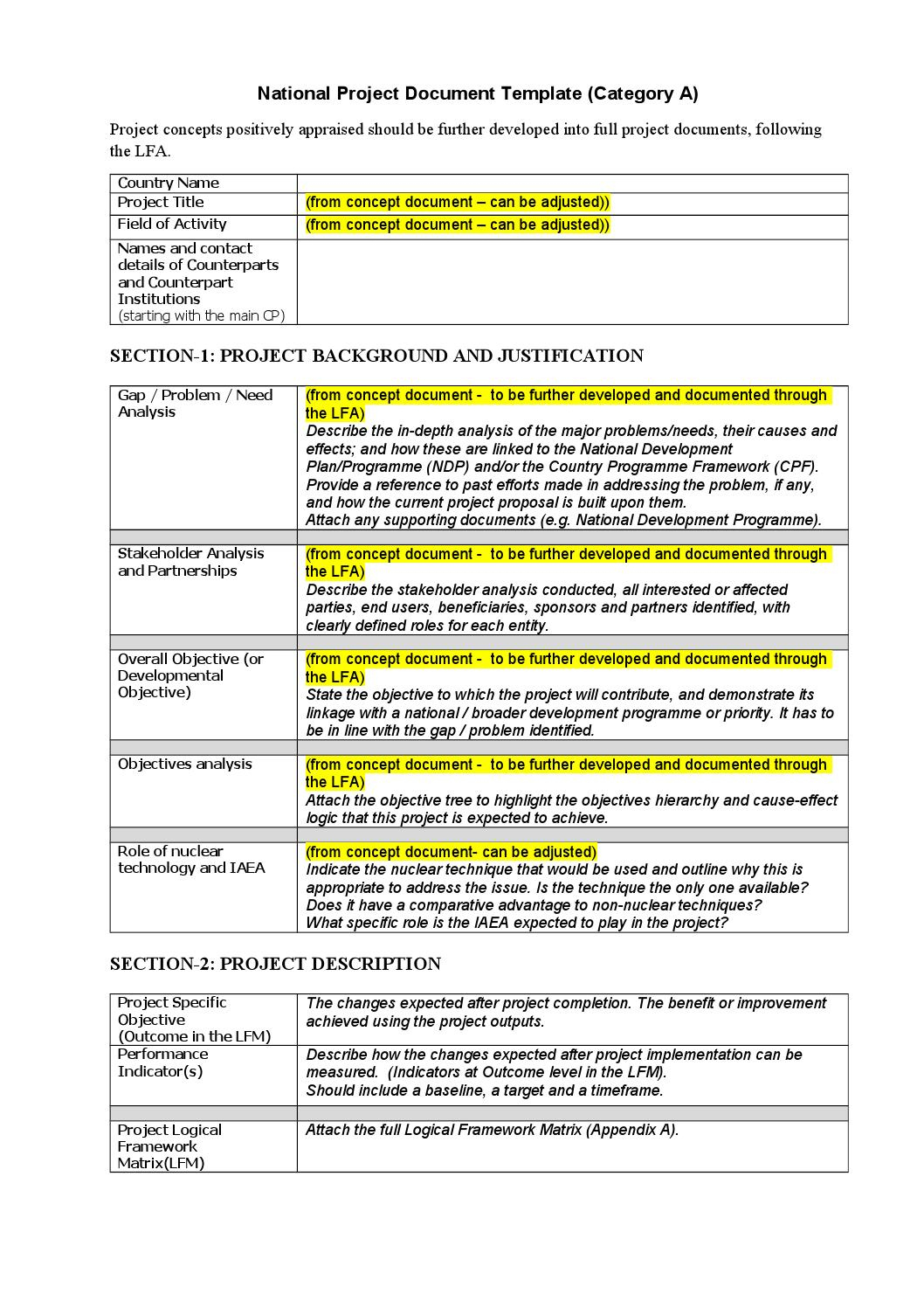 National Project Document Template 2014Comisión Inside Awesome Project Management Memo Template