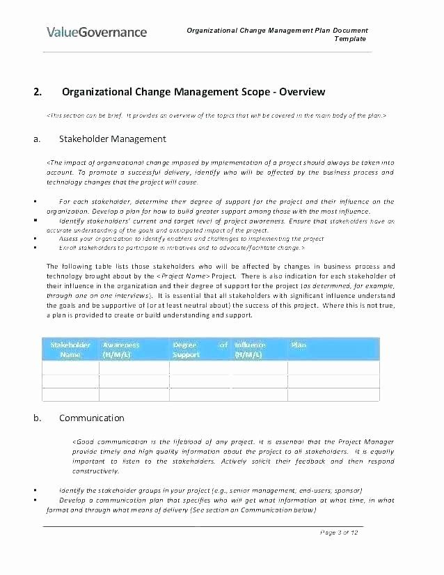 Organizational Change Management Plan Template New Process Regarding Organizational Change Management Template