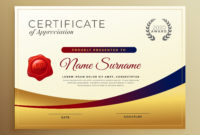 Premium Golden Certificate Of Appreciation Template Within Best Thanks Certificate Template