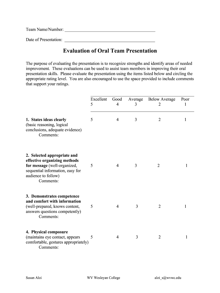 Presentation Evaluation Questions Fill Out And Sign Pertaining To Presentation Evaluation Template