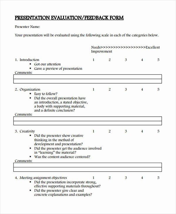 Presentation Feedback Form Templates Lovely 17 In Simple Presentation Evaluation Form Templates
