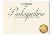 Printable Certificate Of Participation Elegant Customize In Participation Certificate Templates Free Download