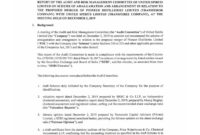 Report Of Audit & Risk Management Committee Of The Company Inside Risk Management Committee Charter Template
