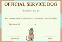Service Dog Certificate Template (1 Pertaining To Fantastic Service Dog Certificate Template