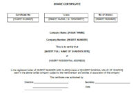 Shareholding Certificate Template | Williamson Ga Pertaining To Shareholding Certificate Template