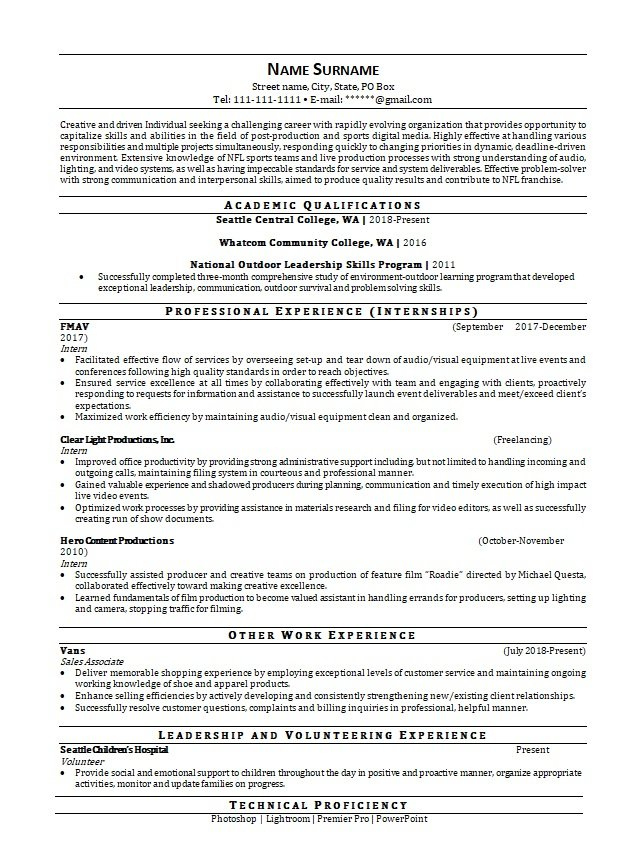 Sports Coach Resume Sample Resumesuniverse In Sports Management Resume Template