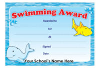 Swimming Award Certificate | Swimming Awards, Certificate Pertaining To Awesome Swimming Certificate Templates Free