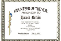 The Marvellous Award Regarding Volunteer Of The Year Throughout Fresh Volunteer Certificate Templates