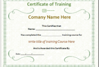 Training Certificate Template [Sample Certificate In Excel] Within Template For Training Certificate