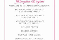 Wedding Reception Program Template Unique Signatures Inside Wedding Reception Agenda Template