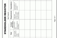 . With Project Management Stakeholder Register Template