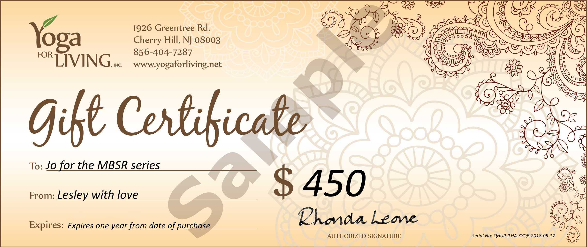 Yogaforliving: Gift Certifcates From Yoga For Living Throughout Yoga Gift Certificate Template Free
