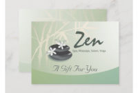 Zen Stone Bamboo Yoga Spa Massage Gift Certificate Regarding Top Yoga Gift Certificate Template Free