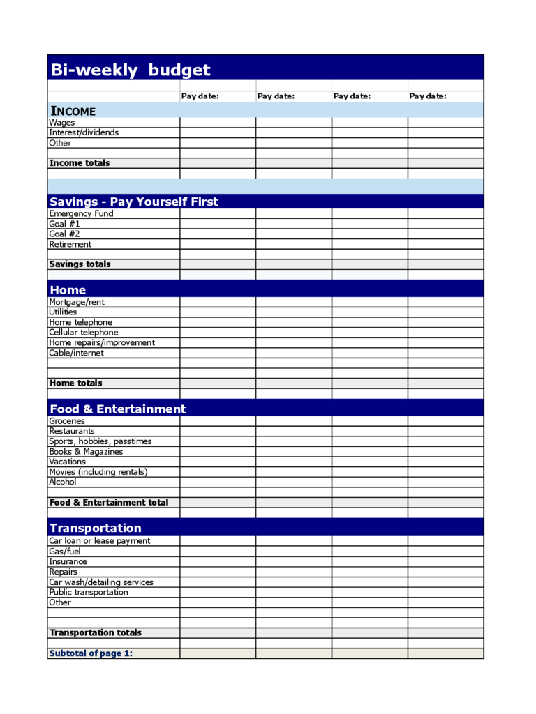 Bi-Weekly Budget Template - 3 Free Templates In Pdf, Word in Budget Planner Weekly Template