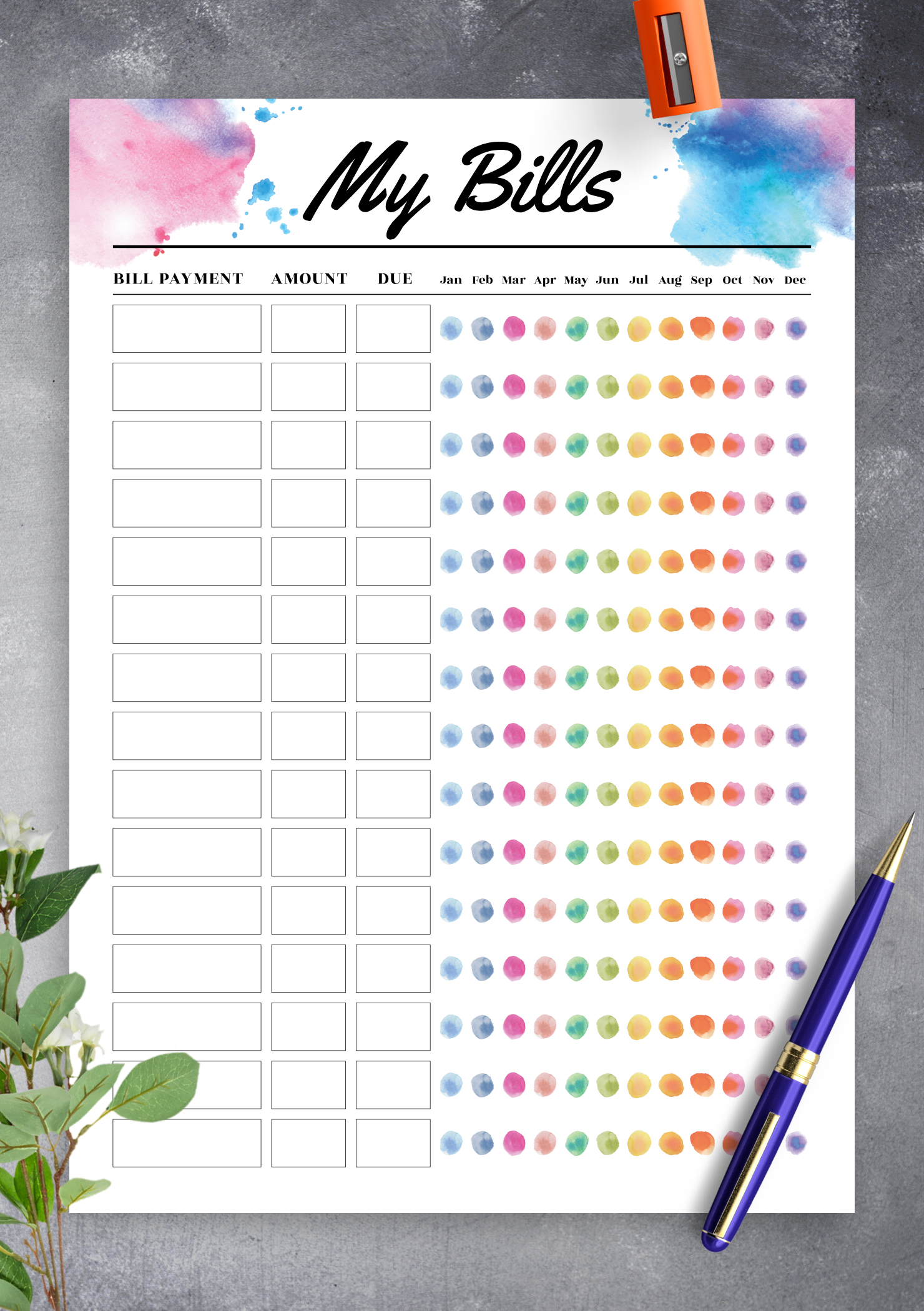 Download Printable Colored Monthly Budget Template Pdf for Budget Planner Template Pdf Free