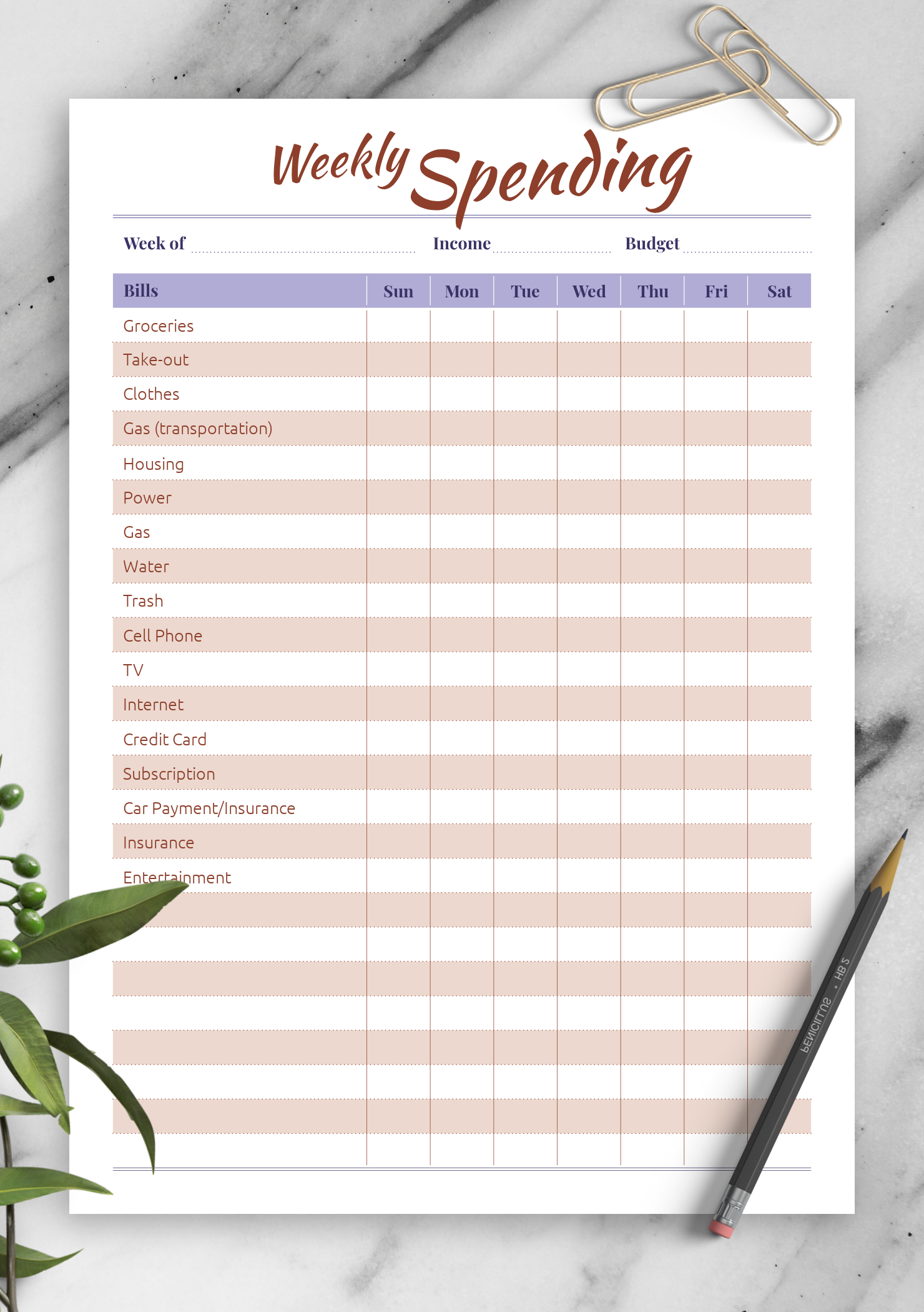 Free Printable Weekly Budget Planner Worksheet | Free inside Monthly Budget Planner Template Free Download