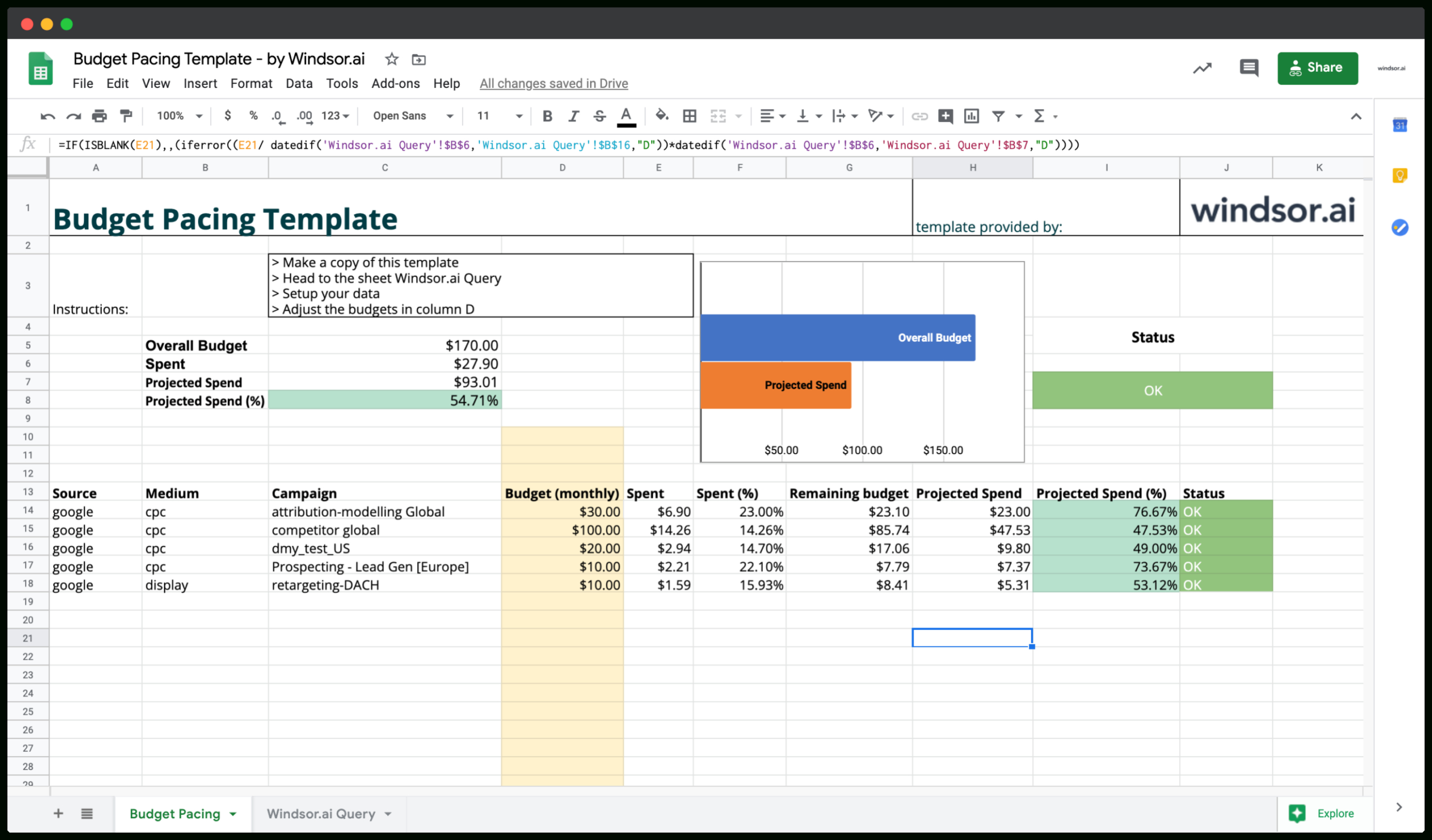 Google Sheets Budget Pacing Template For Google Ads in Amazing Does Google Sheets Have A Budget Template