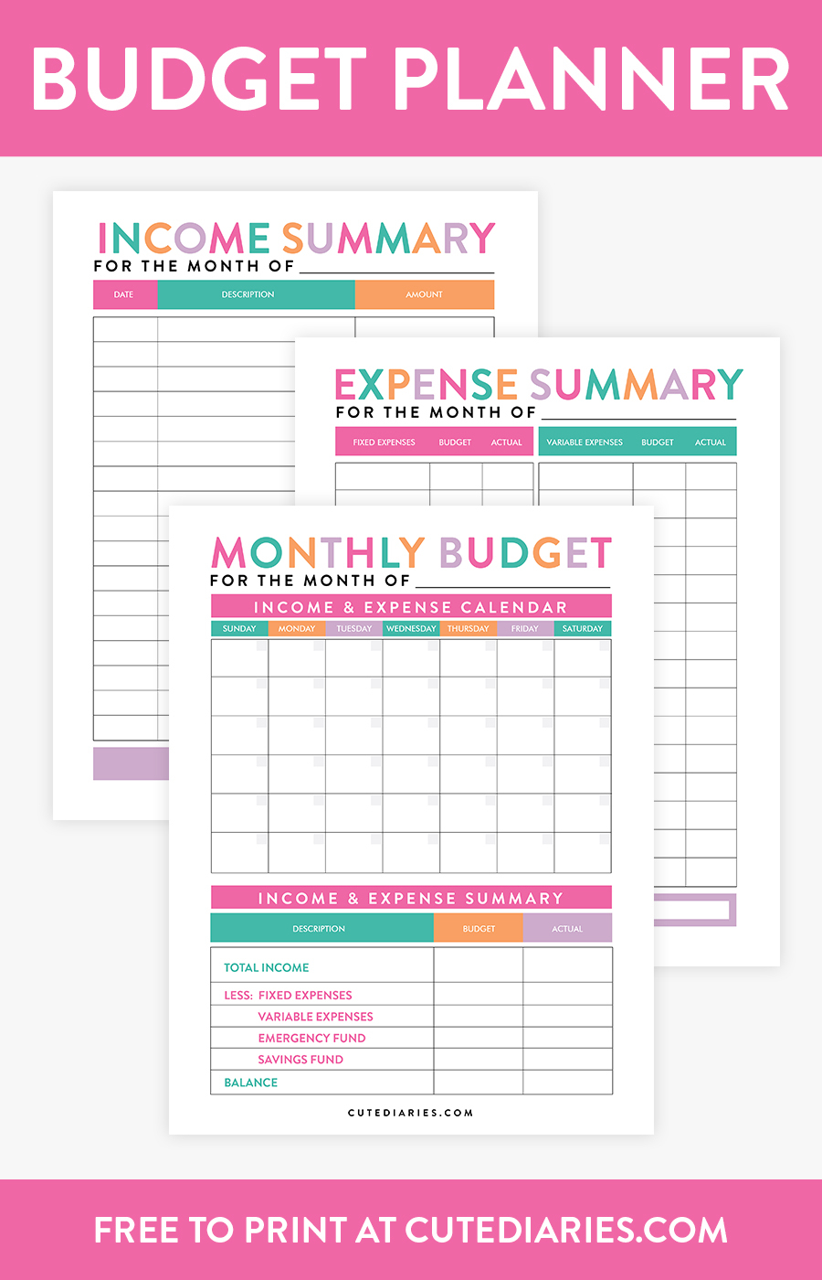 Monthly Budget Planner - Cute Diaries | Online Budget pertaining to Budget Planner Template Pinterest