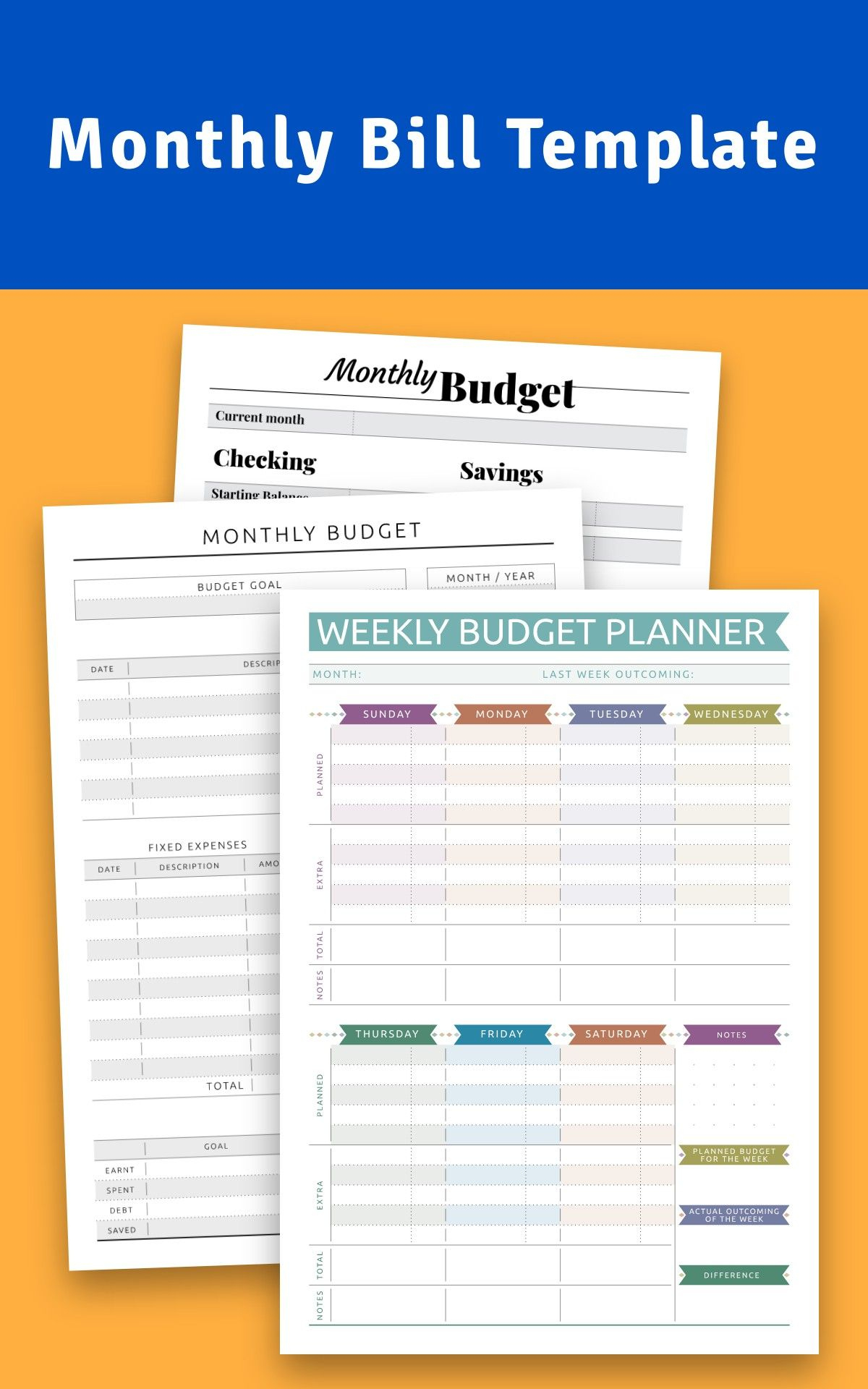 Monthly Budget Planner Printable Template Personal Budget intended for Fresh Budget Planner Template Etsy