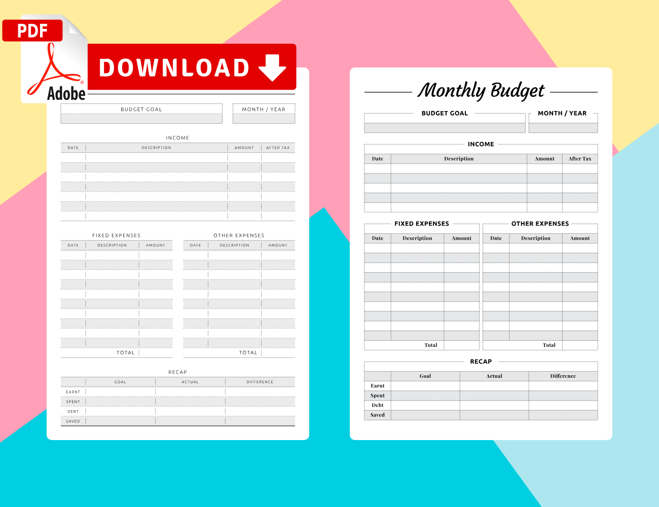 Monthly Budget Planner Templates - Download Pdf regarding Budget Planner Free Template