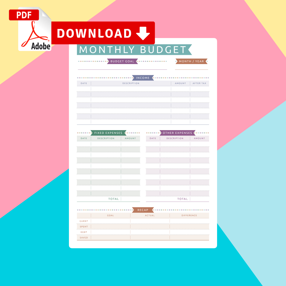 Monthly Budget Planner Templates - Download Pdf within Fresh Budget Planner Template Free Download