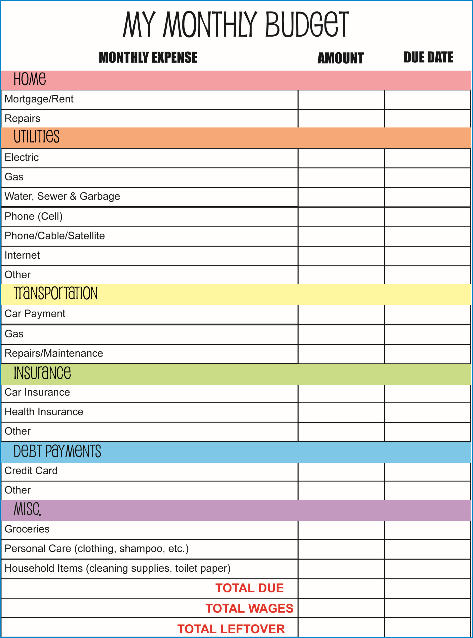 P/Printable Monthly Budget Planner Template | Template intended for Budget Planner Worksheet Pdf
