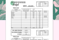 Paycheck To Paycheck Editable Pdf Printable – Calculations regarding Best Bi Weekly Budget Planner Template