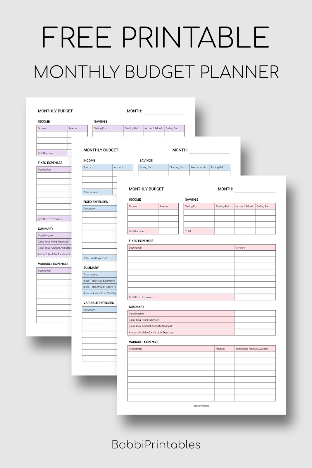 Printable Monthly Budget Planner with Free Budget Planner Templates