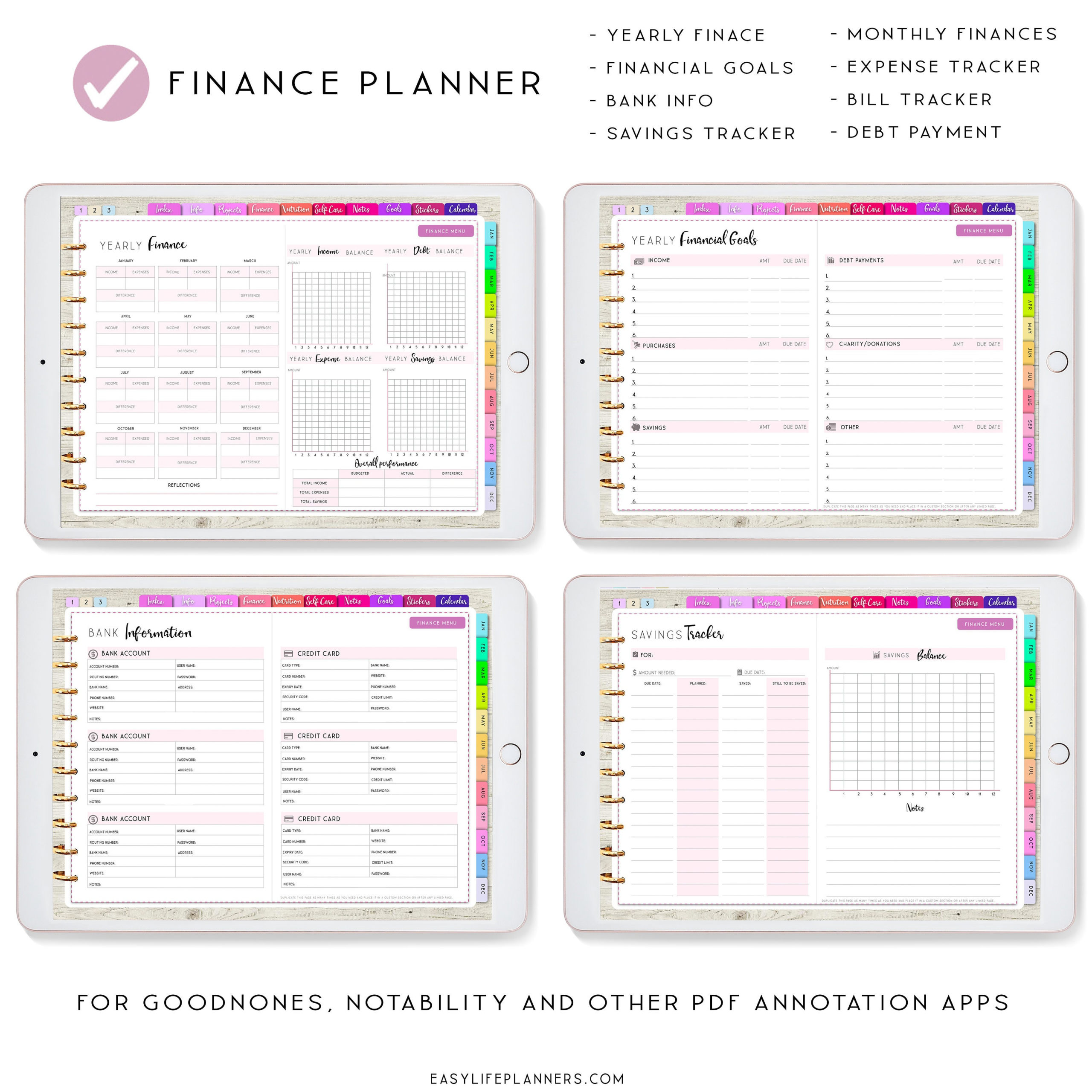 Undated Digital Planner For Ipad Goodnotes Planner | Etsy throughout Fascinating Budget Planner Template Ipad