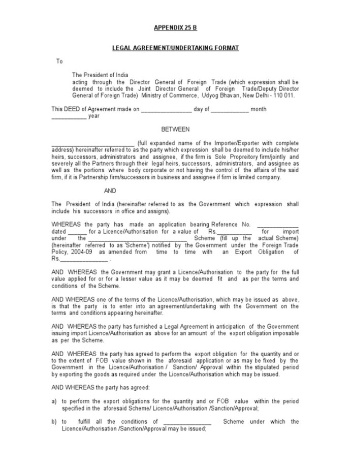 APPENDIX  B (Legal Agreement-Undertaking Format)  PDF