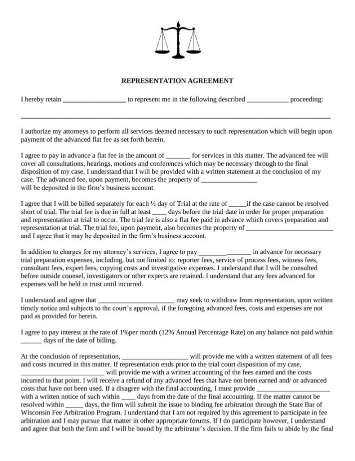 Attorney Representation Agreement (Engagement Letter) – Attorney