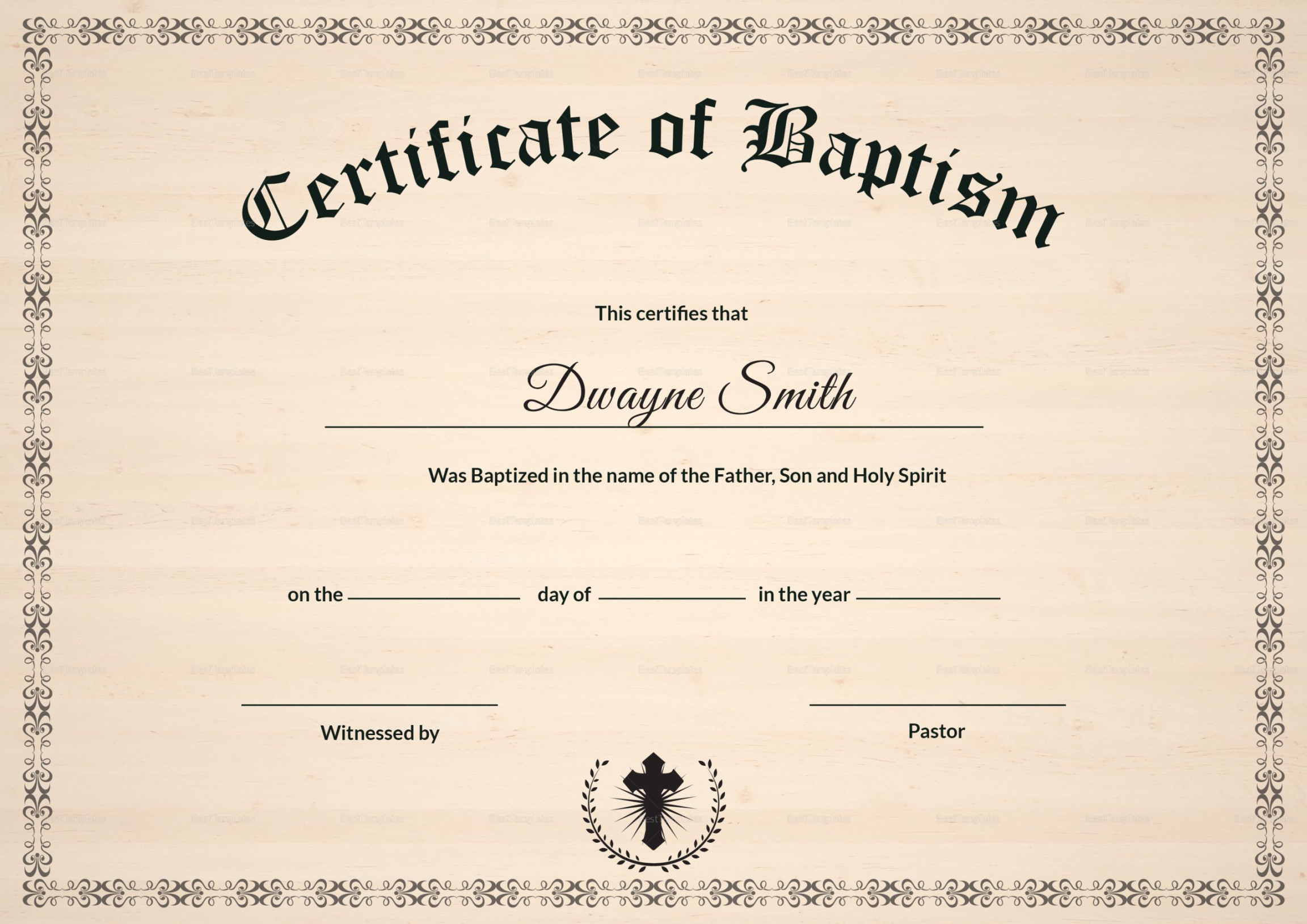 Baptism Certificate Design Template in PSD, Word