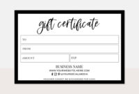 Black And White Gift Certificate Template – Complimentary Download