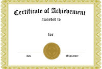 Blank Certificate Of Achievement Template