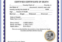 Template For A Fictitious Death Certificate