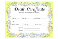 Template For Infant Death Certificate