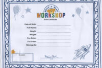 Build-A-Bear Birth Certificate Template