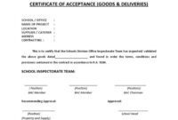 Certificate Of Acceptance Template