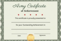 Certificate Of Achievement For Exemplary Service In The United States Army