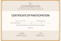 Certificate Of Participation Template In Microsoft Word