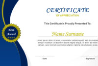 Distinguished Achievement Award Certificate Template